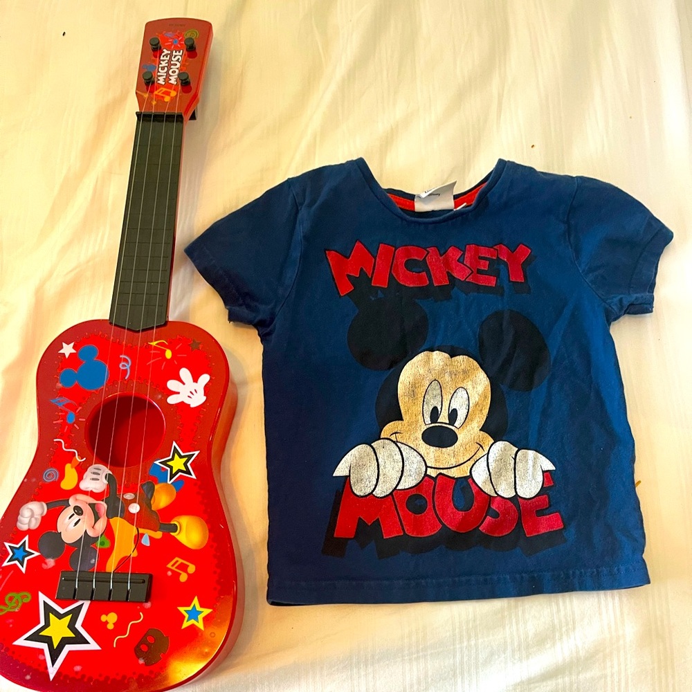 Mickey Mouse tshirt and guitar